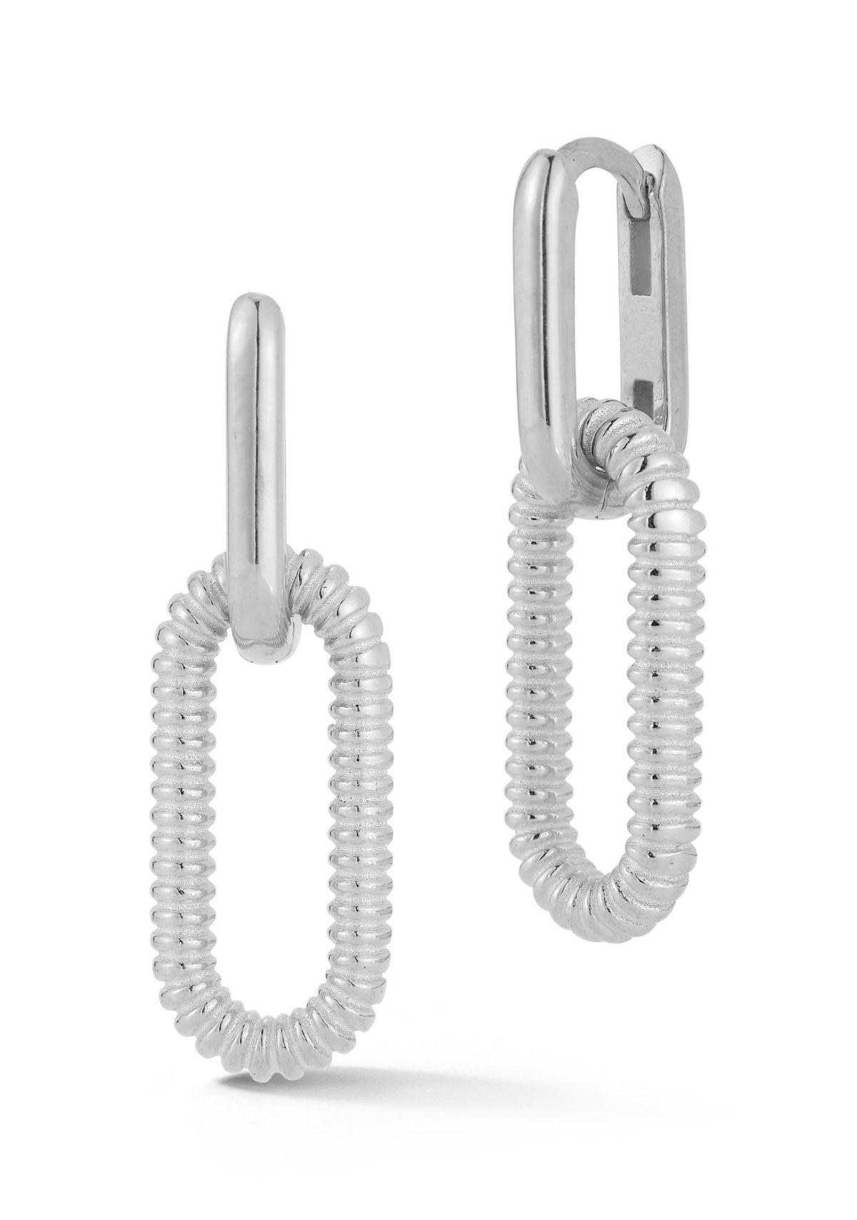 Sterling Silver Oval Drop Link Earrings