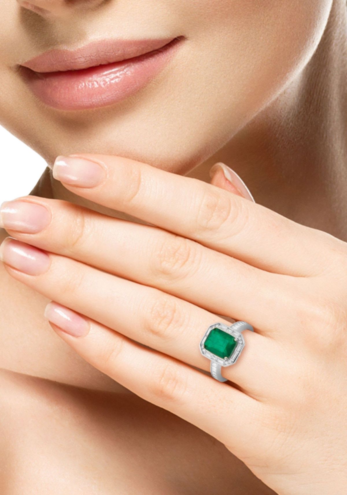 Sterling Silver Rectangular Octagonal Cubic Zirconia Cocktail Ring