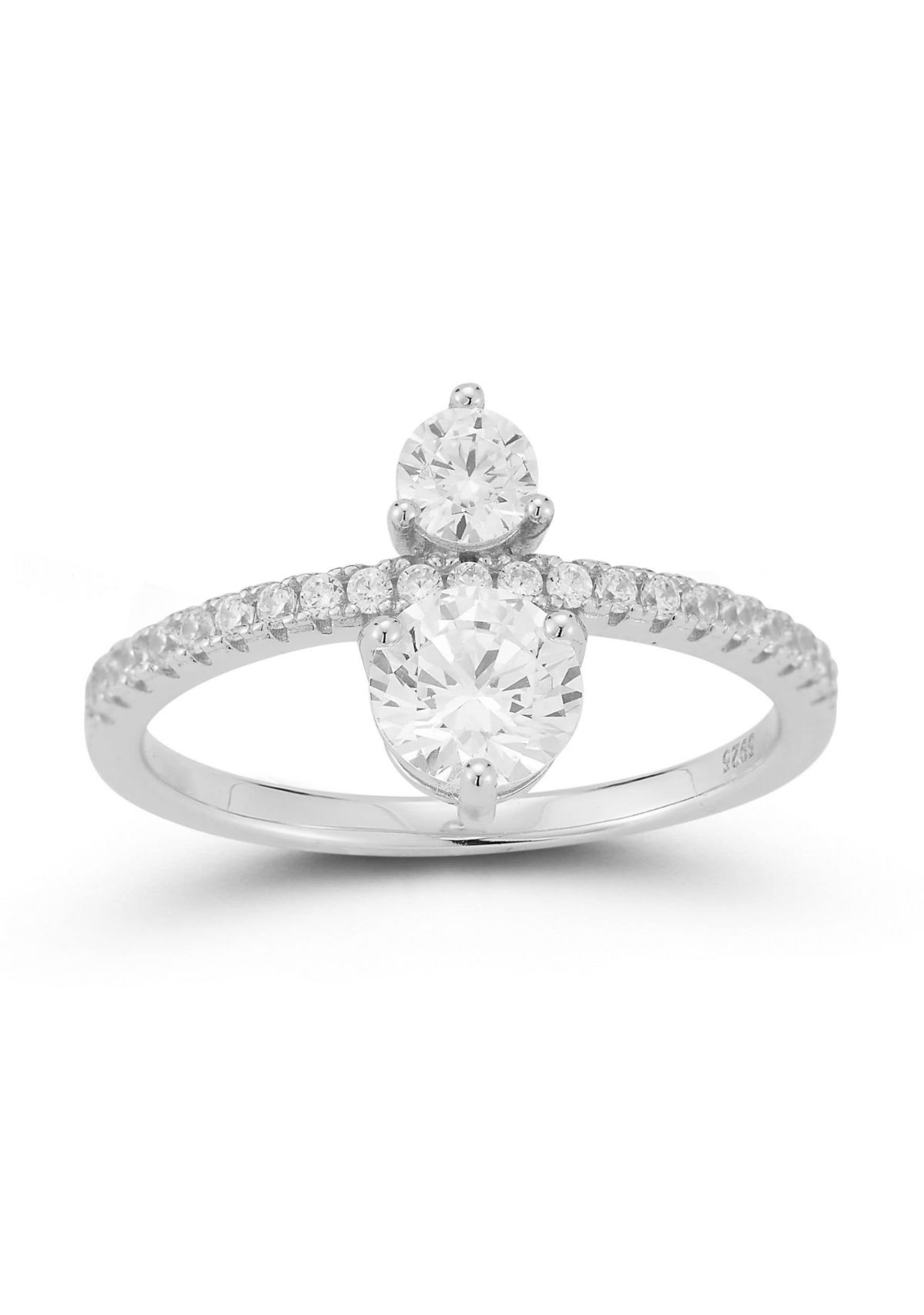 Sterling Silver Cubic Zirconia Two-Stone Ring