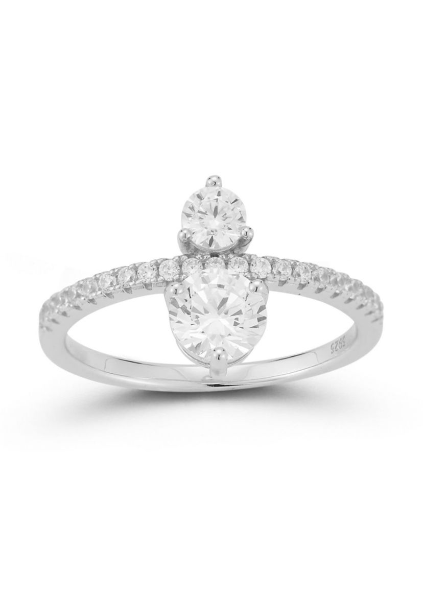 Sterling Silver Cubic Zirconia Two-Stone Ring