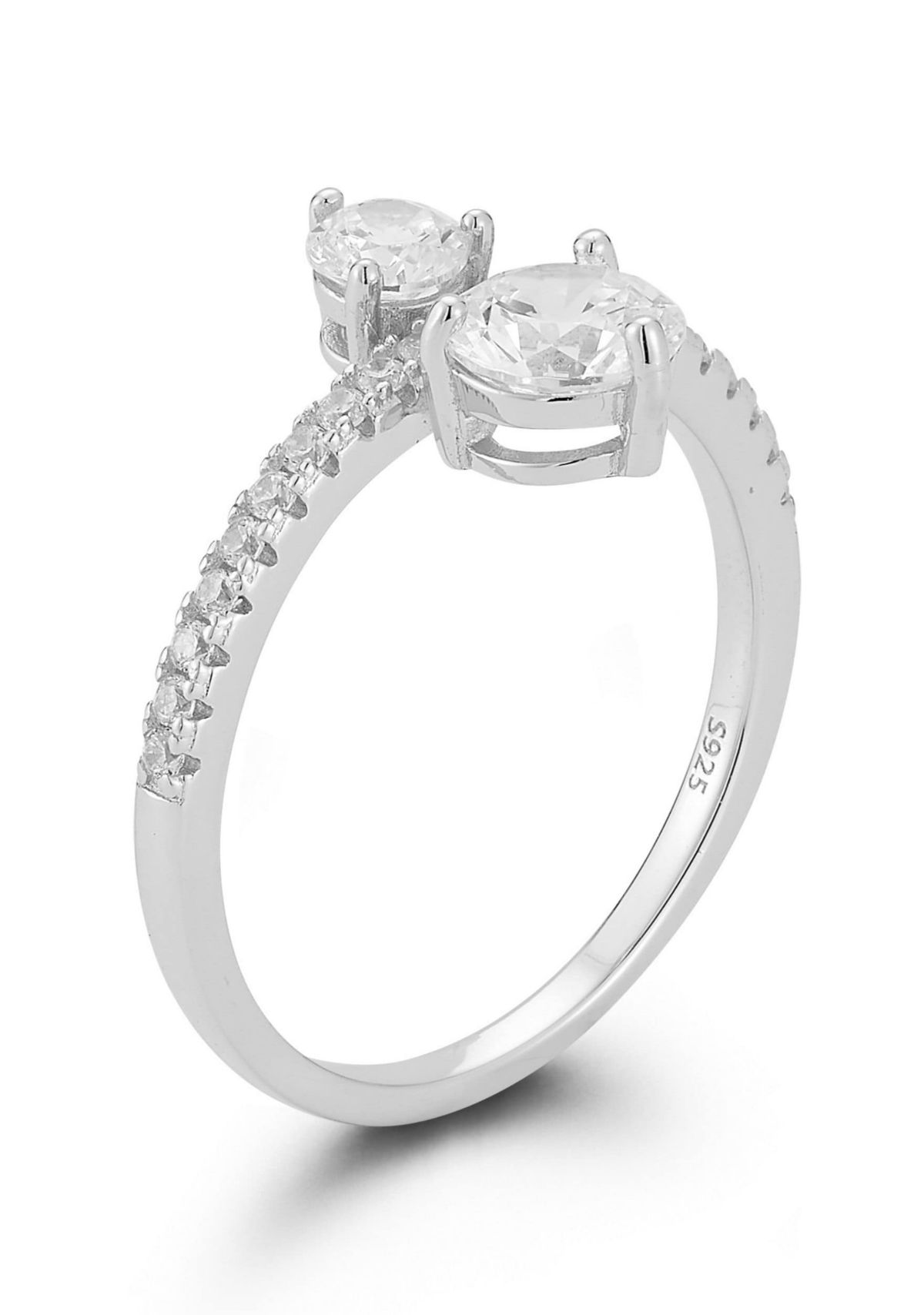 Sterling Silver Cubic Zirconia Two-Stone Ring