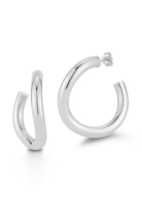 Sphera Milano Sterling Silver Large Wave Tube Hoop Earrings