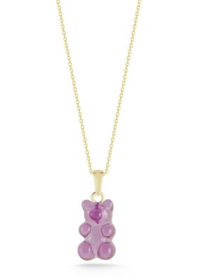 Sphera Milano Sterling Silver Bear Pendant Necklace, Purple, 18 in