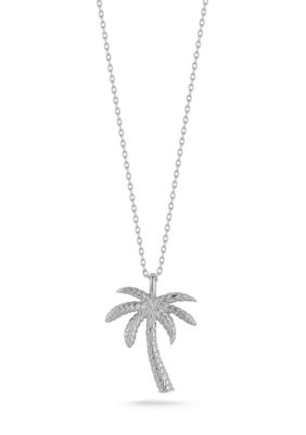 Sphera Milano Sterling Silver Palm Tree Pendant Necklace, 18 in