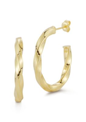 Sphera Milano Sterling Silver Twist Oval Hoop Earrings, Gold