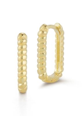 Sphera Milano Sterling Silver Square Oval Twist Hoop Earrings, Gold