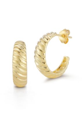 Sphera Milano Sterling Silver Graduated Twist Hoop Earrings, Gold