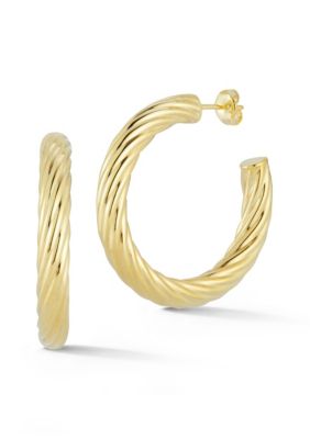 Sphera Milano Sterling Silver Bold Round Twist Hoop Earrings, Gold