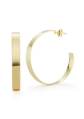 Sphera Milano Sterling Silver Large Flat Thin Hoop Earrings
