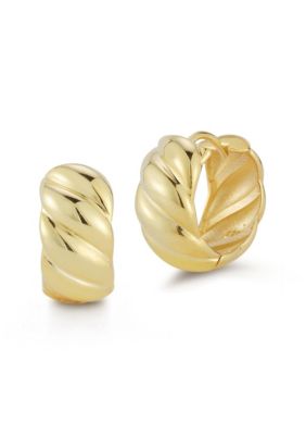 Sphera Milano Sterling Silver Bold Twist Hoop Earrings, Gold