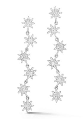 Sphera Milano Sterling Silver Cubic Zirconia Flower Drop Earrings