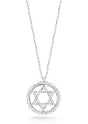 Sphera Milano Sterling Silver Cubic Zirconia Star of David Pendant Necklace, 18 in