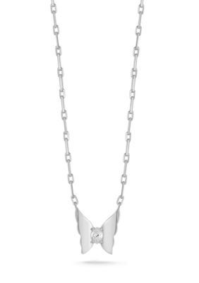 Sphera Milano Sterling Silver Marquise CZ Butterfly Necklace with Paperclip Chain, 18 in