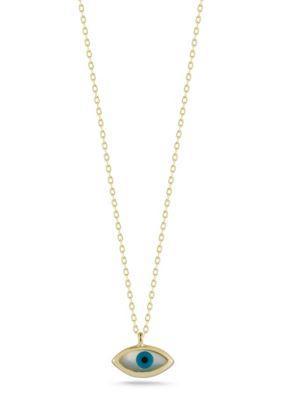 Sphera Milano Sterling Silver Mother of Pearl Dainty Eye Pendant Necklace