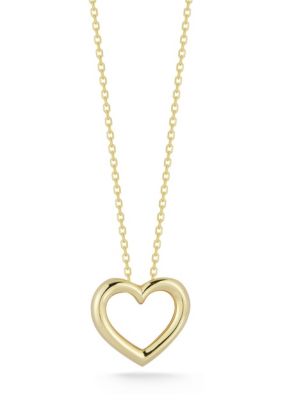 Sphera Milano Sterling Silver Bold Open Heart Pendant Necklace, Gold, 18 in