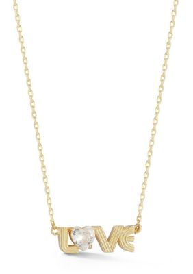 Sphera Milano Sterling Silver Heart CZ "Love" Pendant Necklace