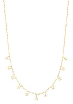 Sphera Milano Sterling Silver CZ Star Charm Necklace, Gold, 18 in