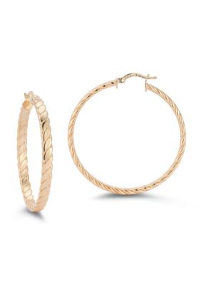 Sphera Milano Sterling Silver Large Flat Twist Hoop Earrings, Gold