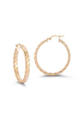 Sphera Milano Sterling Silver Medium Flat Twist Hoop Earrings, Gold