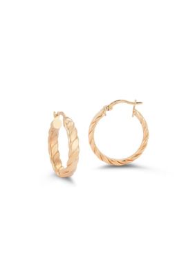 Sphera Milano Sterling Silver Small Flat Twist Hoop Earrings, Gold