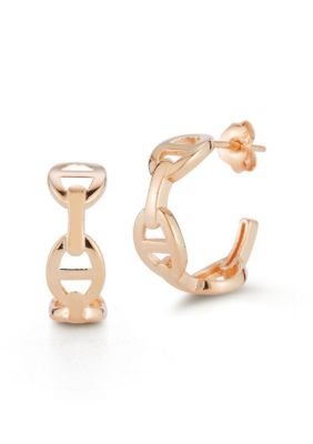 Sphera Milano Sterling Silver Polished Mariner Link Hoop Earrings, Gold