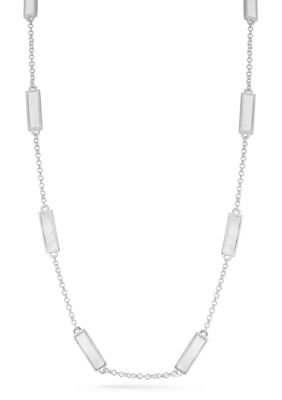Sphera Milano Sterling Silver Mother of Pearl Bar Station Necklace
