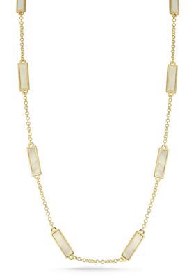 Sphera Milano Sterling Silver Mother of Pearl Bar Station Necklace