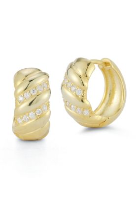 Sphera Milano Sterling Silver CZ Bold Twist Hoop Earrings, Gold