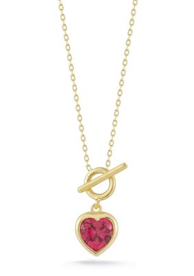Sphera Milano Sterling Silver Heart CZ Toggle Clasp Pendant Necklace