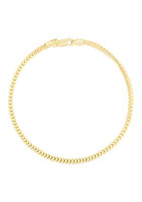 Sphera Milano Italian Sterling Silver Squared Wheat Chain Anklet
