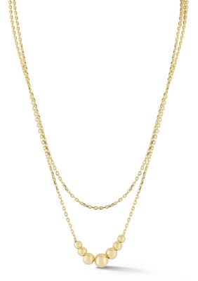 Sphera Milano Sterling Silver Double Layer Graduated Ball Necklace, Gold