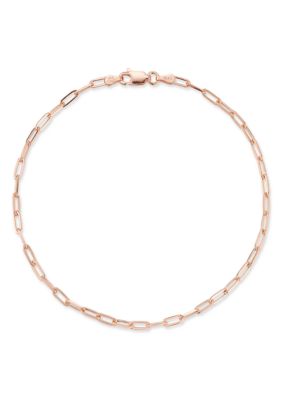 Sphera Milano Italian Sterling Silver Thin Paperclip Chain Anklet