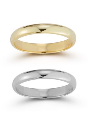 Sphera Milano Two Tone Sterling Silver Polished Band Ring Set
