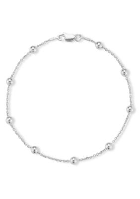 Sphera Milano Italian Sterling Silver 4mm Ball Station Bracelet