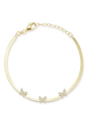 Sphera Milano 14K Gold Over Sterling Silver Butterfly Herringbone Bracelet