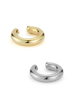 Sphera Milano Sterling Silver Two Tone Polished Earcuff Set
