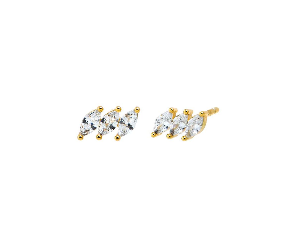 CZ Triple Pear Stud Earring