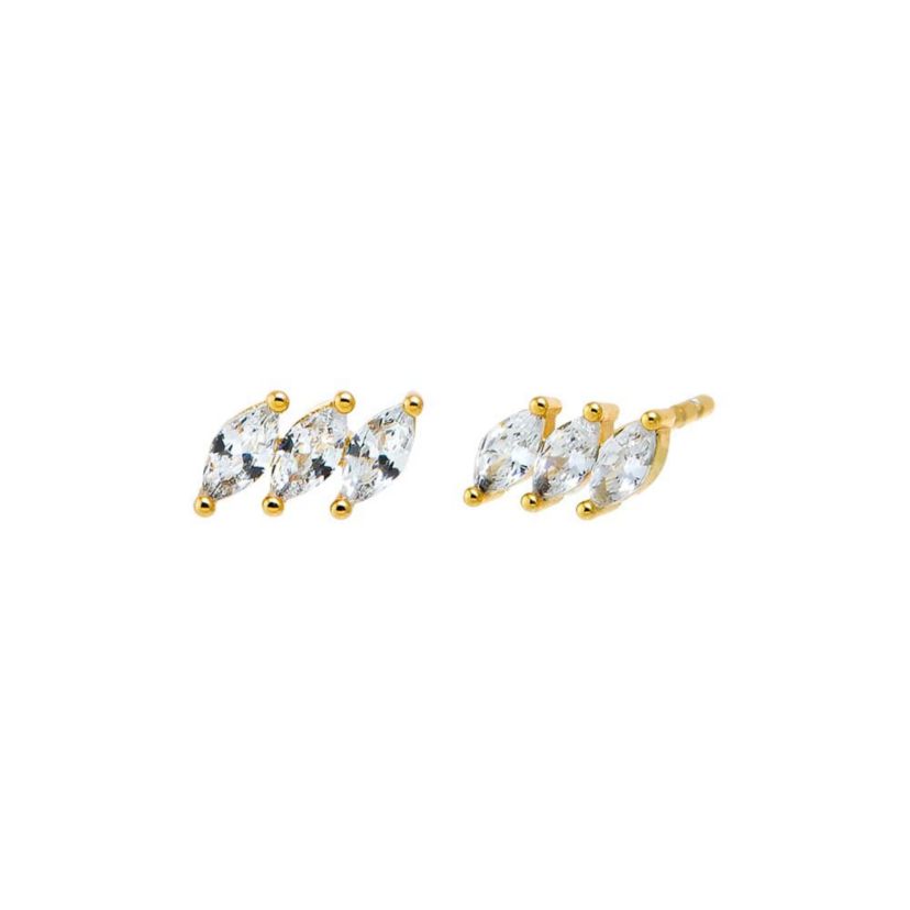 CZ Triple Pear Stud Earring