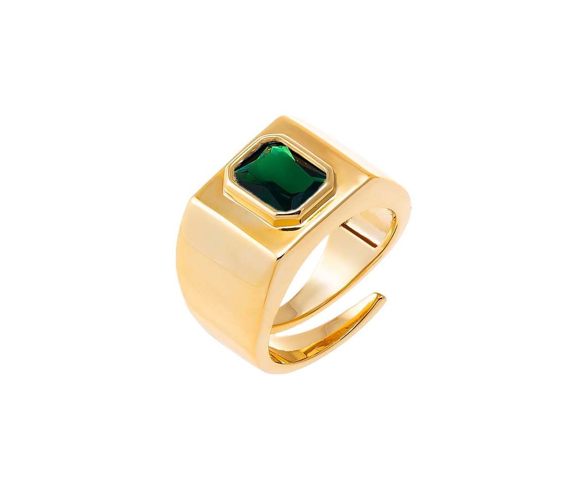 Bezel Baguette Square Signet Adjustable Pinky Ring