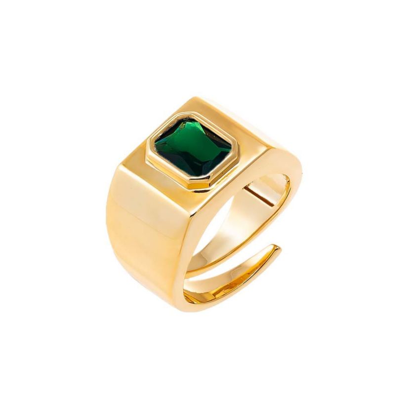 Bezel Baguette Square Signet Adjustable Pinky Ring