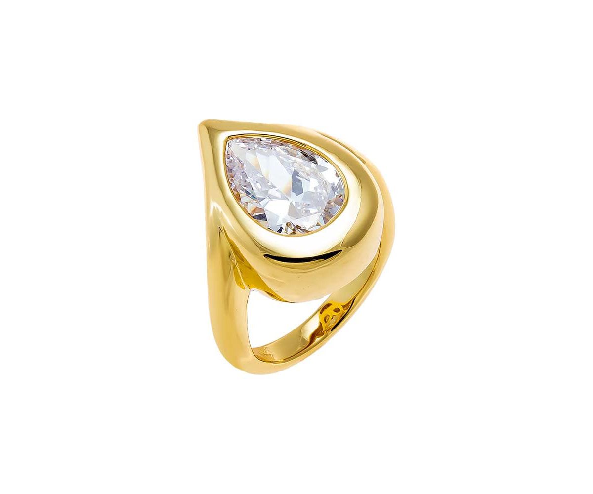 CZ Pear Bezel Pinky Ring