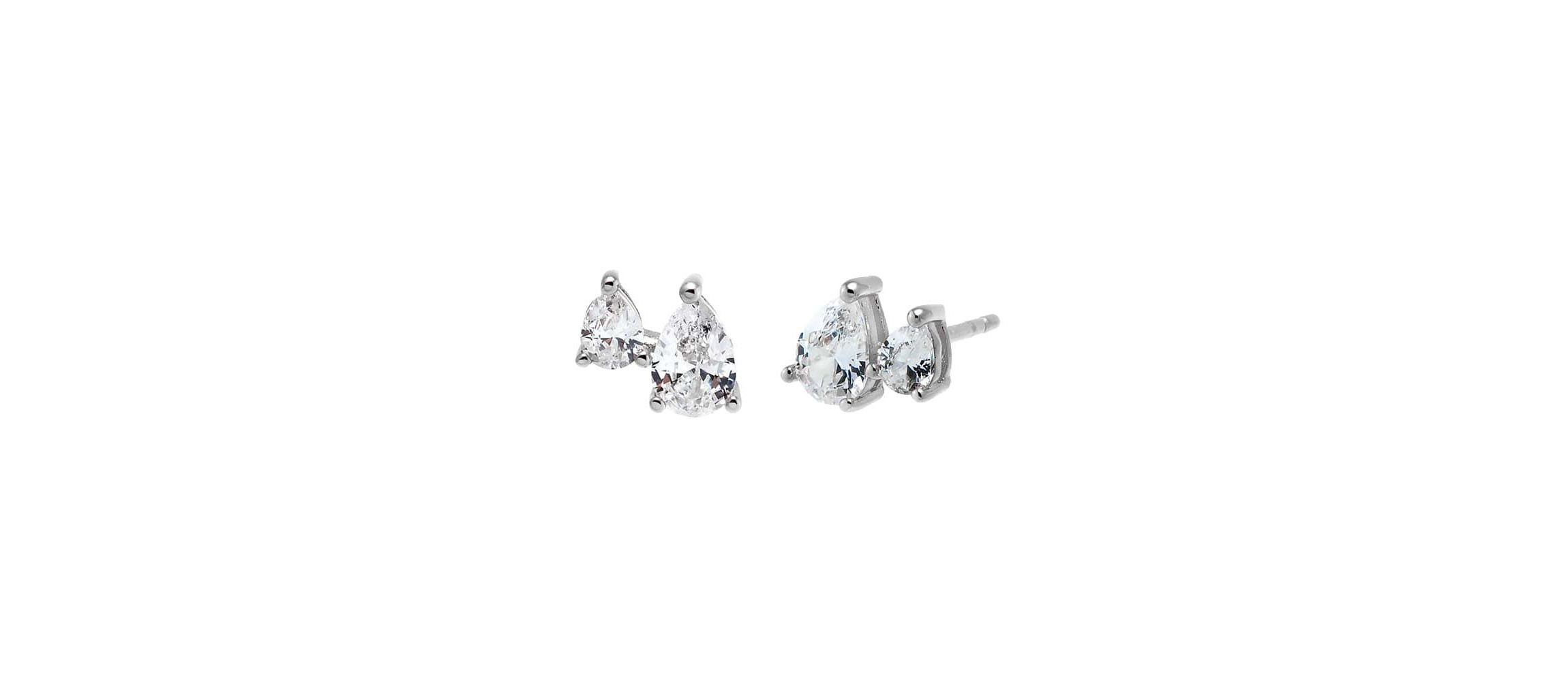 CZ Double Pear Stud Earring