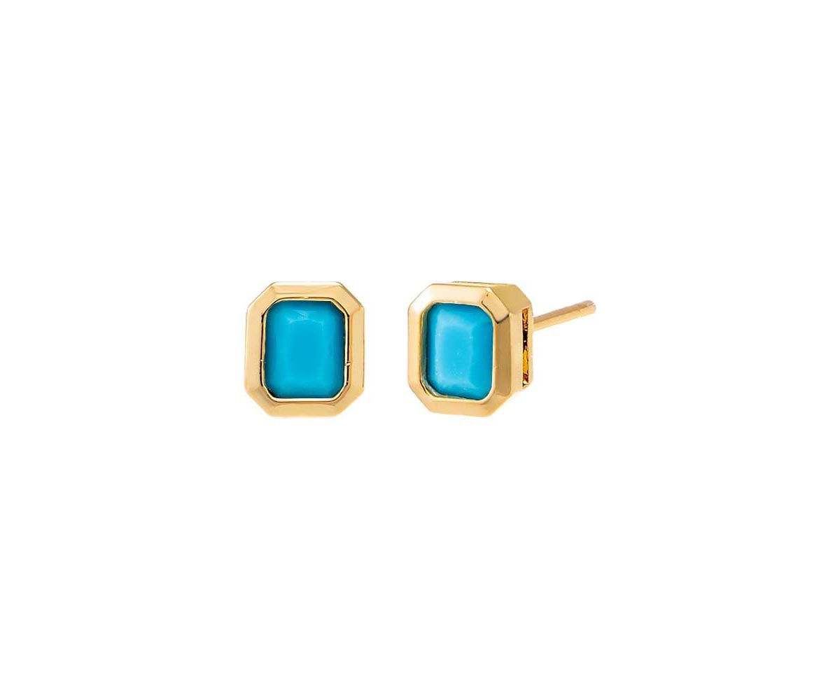 Colored Bezel Baguette Stud Earring