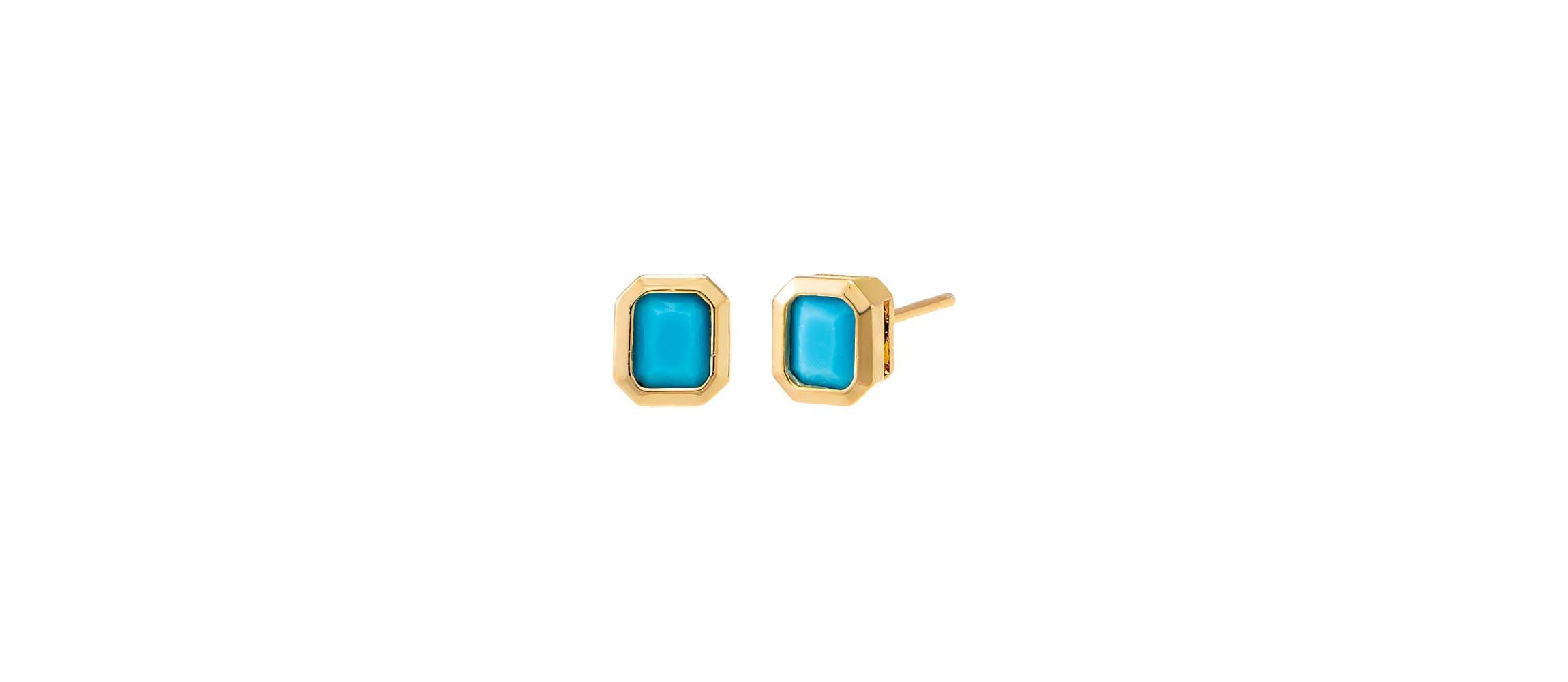 Colored Bezel Baguette Stud Earring