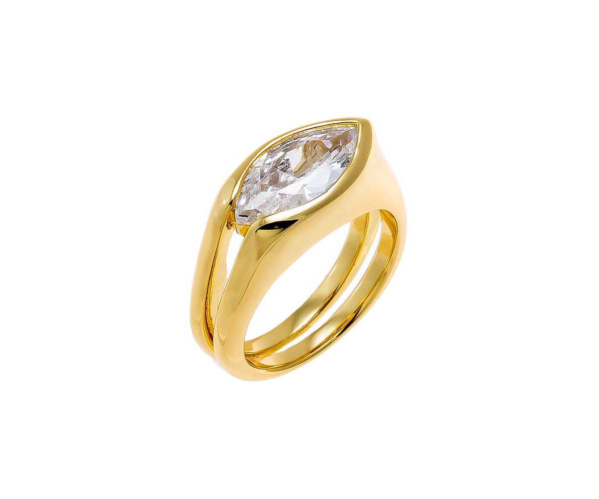 CZ Marquise Double Row Band Pinky Ring