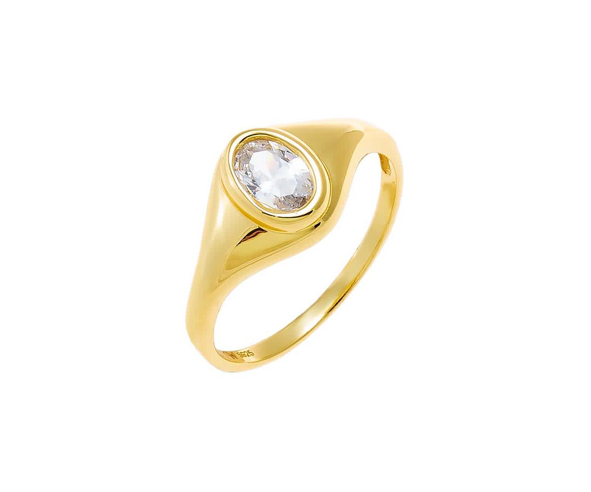CZ Oval Signet Pinky Ring