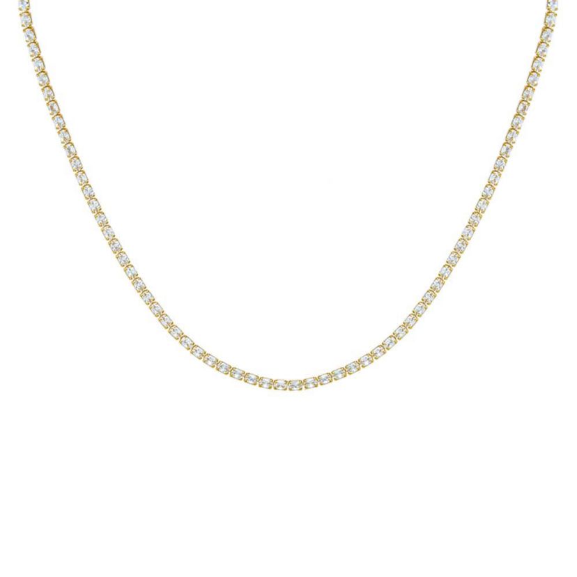 CZ Oval Four Prong Tennis Necklace
