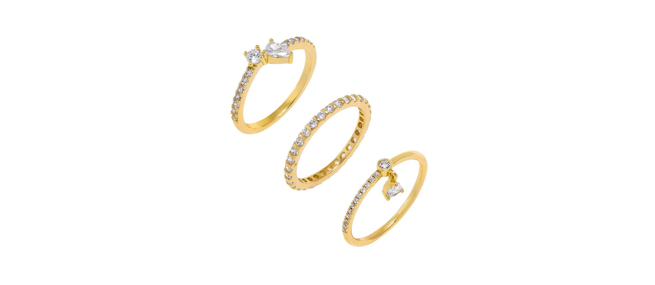 Solitaires & Teardrops Ring Combo Set