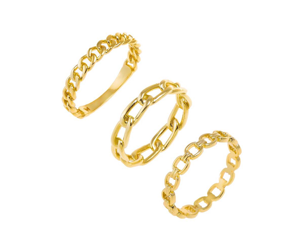 Solid Link Band Rings Combo Set