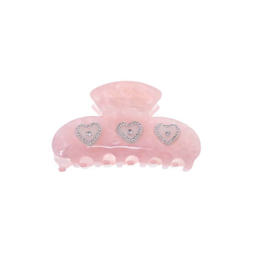 Triple Heart Rhinestone Claw Clip